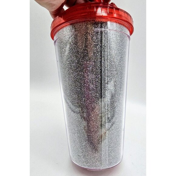 Disney Mickey Loves Mickey Kiss Glitter Flip Straw Tumbler Travel Cup NWT - Picture 4 of 13